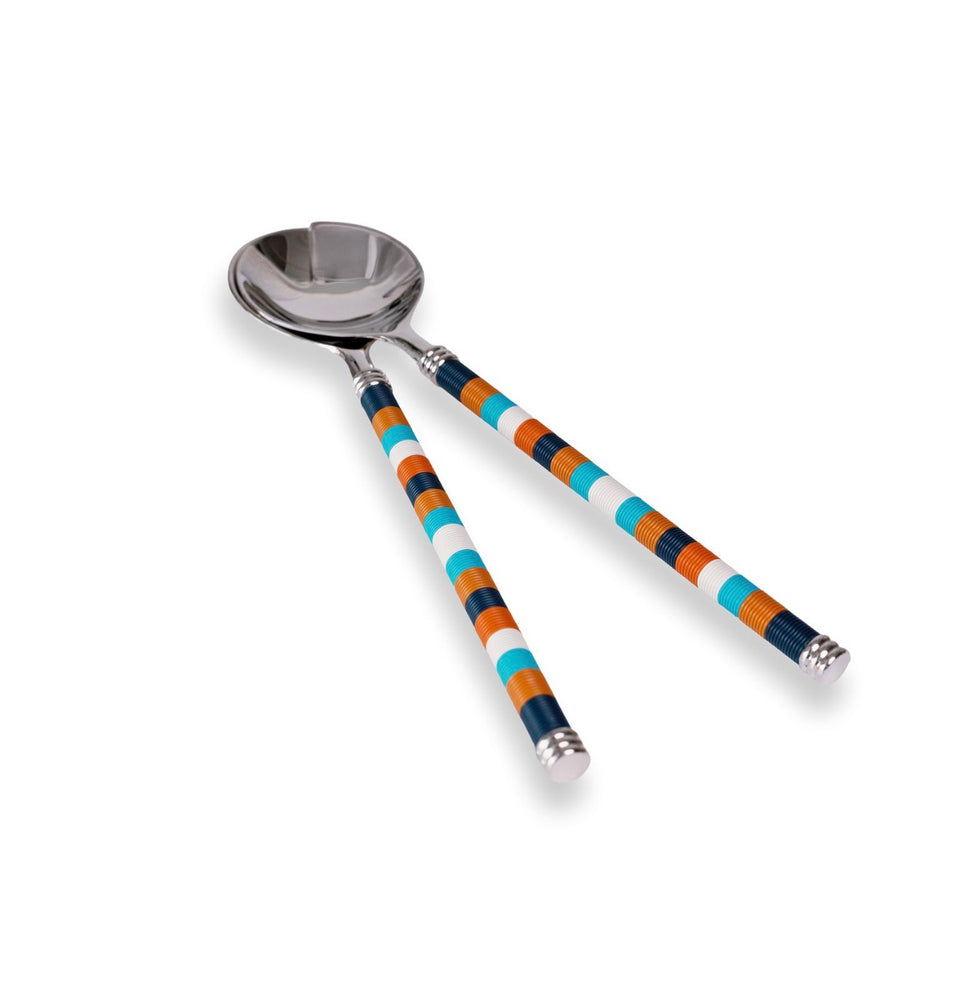 Silver-Plated Salad Server Set with Telephone Wire Detail