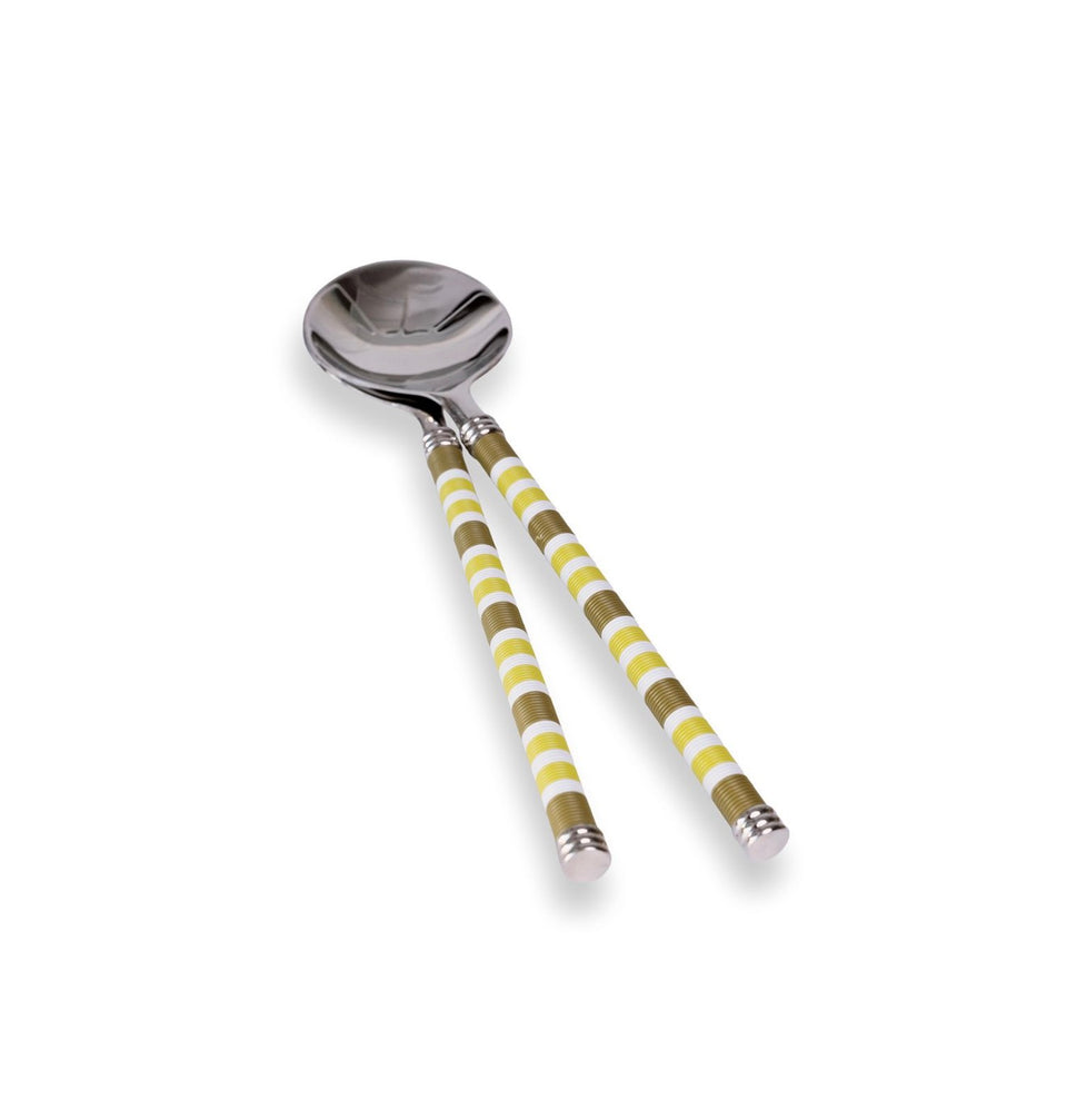 Silver-Plated Salad Server Set with Telephone Wire Detail