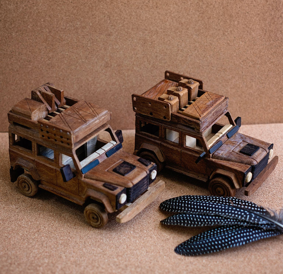 Hand Carved Wooden Land Rover