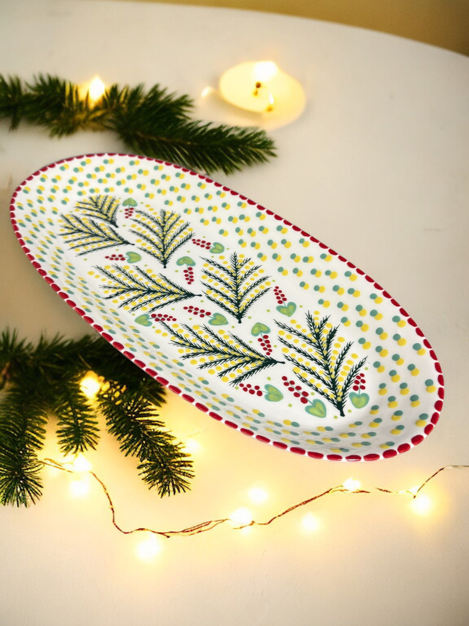 Potters Oval Vegetable Platter Winter Fern