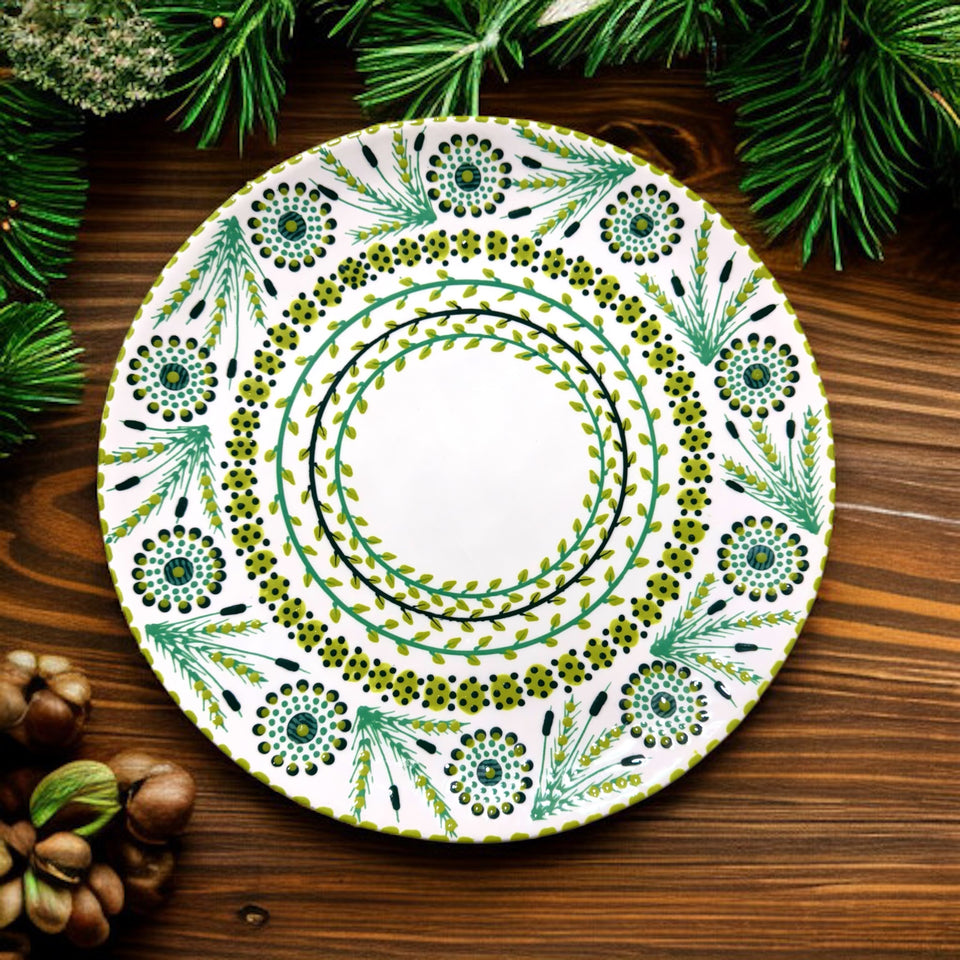 Potters Holiday Green Cake Plate