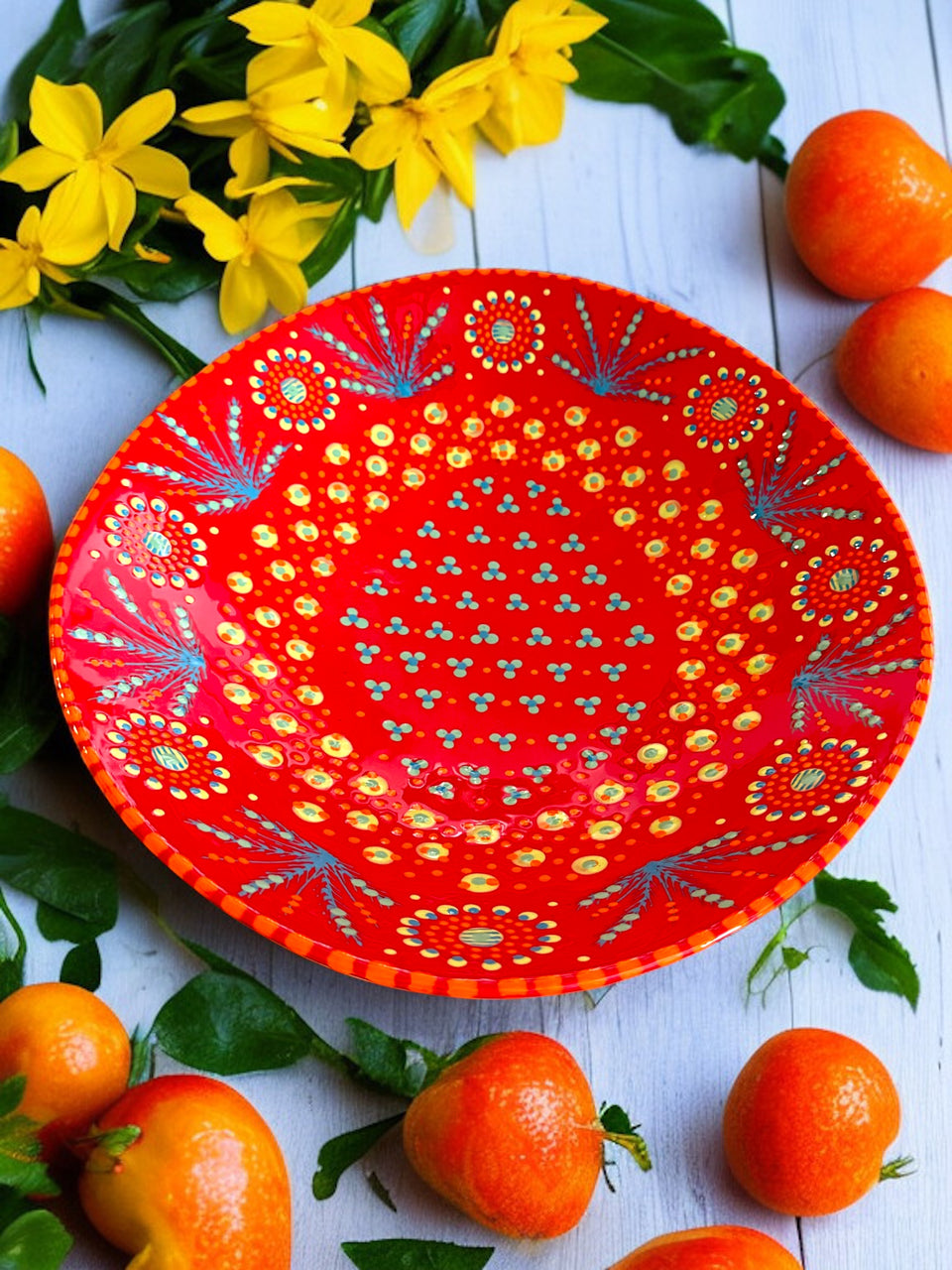 Potters Large Red Oval Fruit Bowl