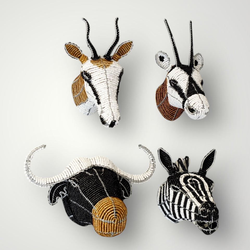 Beaded African Animal Head Wall Hangings