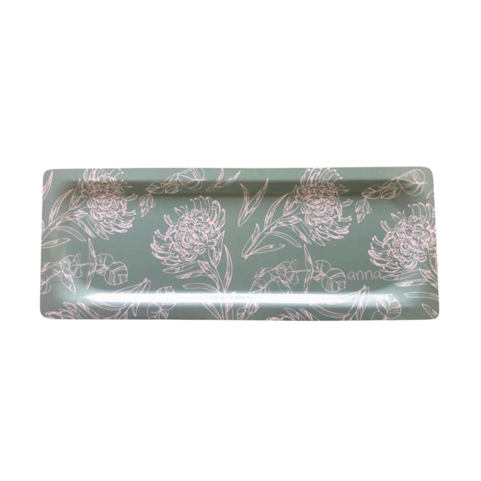 Anna's Blue Protea Rectangular Melamine Tray