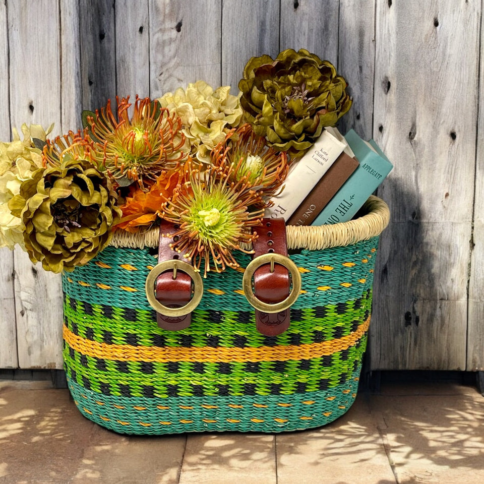 Ghanaian Handwoven Medium Bolga Bicycle Basket