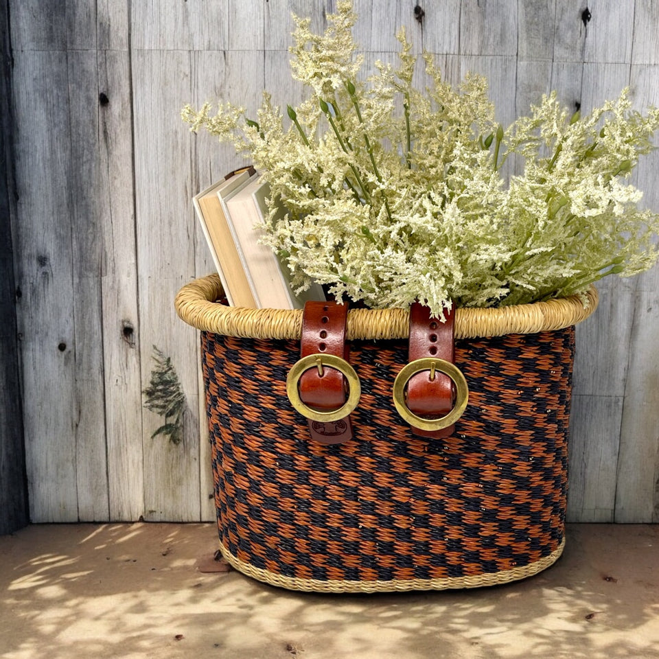 Ghanaian Handwoven Medium Bolga Bicycle Basket