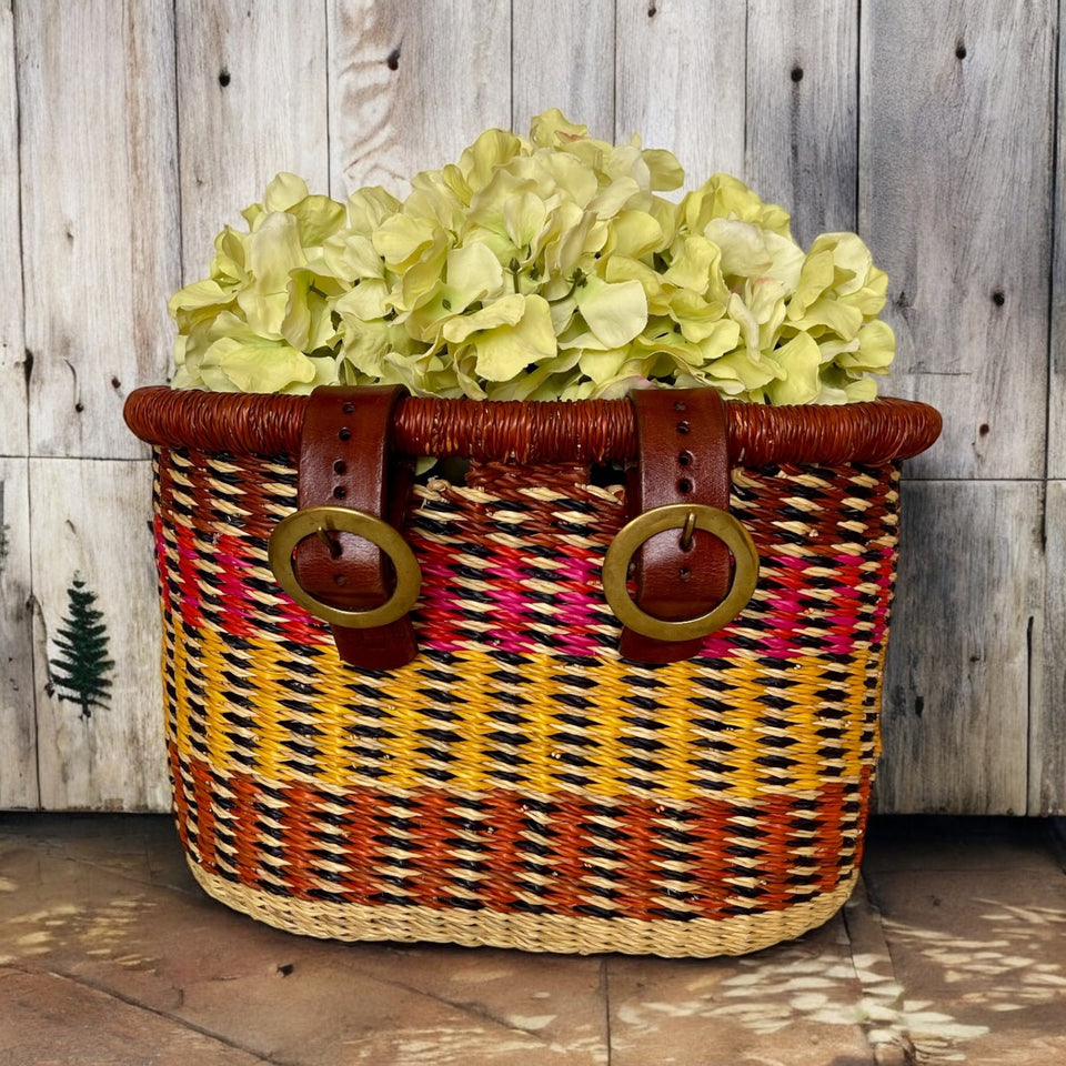 Ghanaian Handwoven Medium Bolga Bicycle Basket