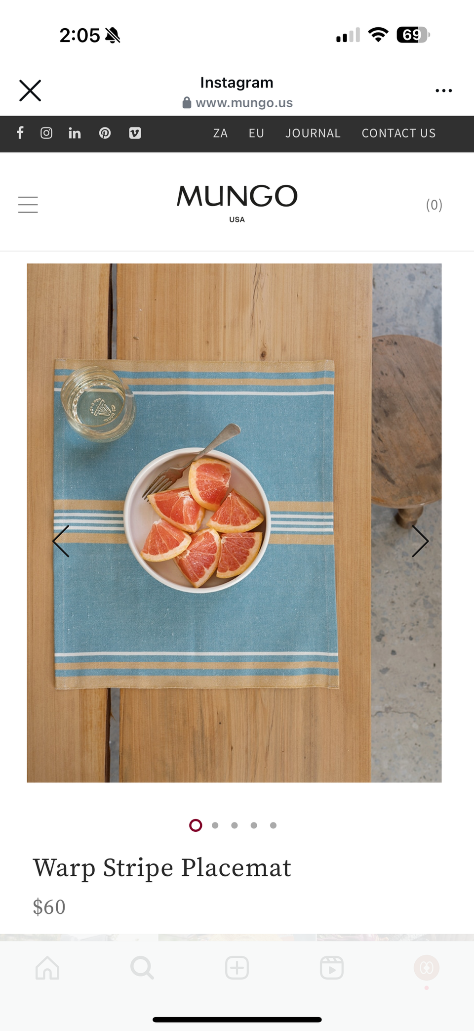 Sea Water Warp Stripe Placemat (Set of 4)