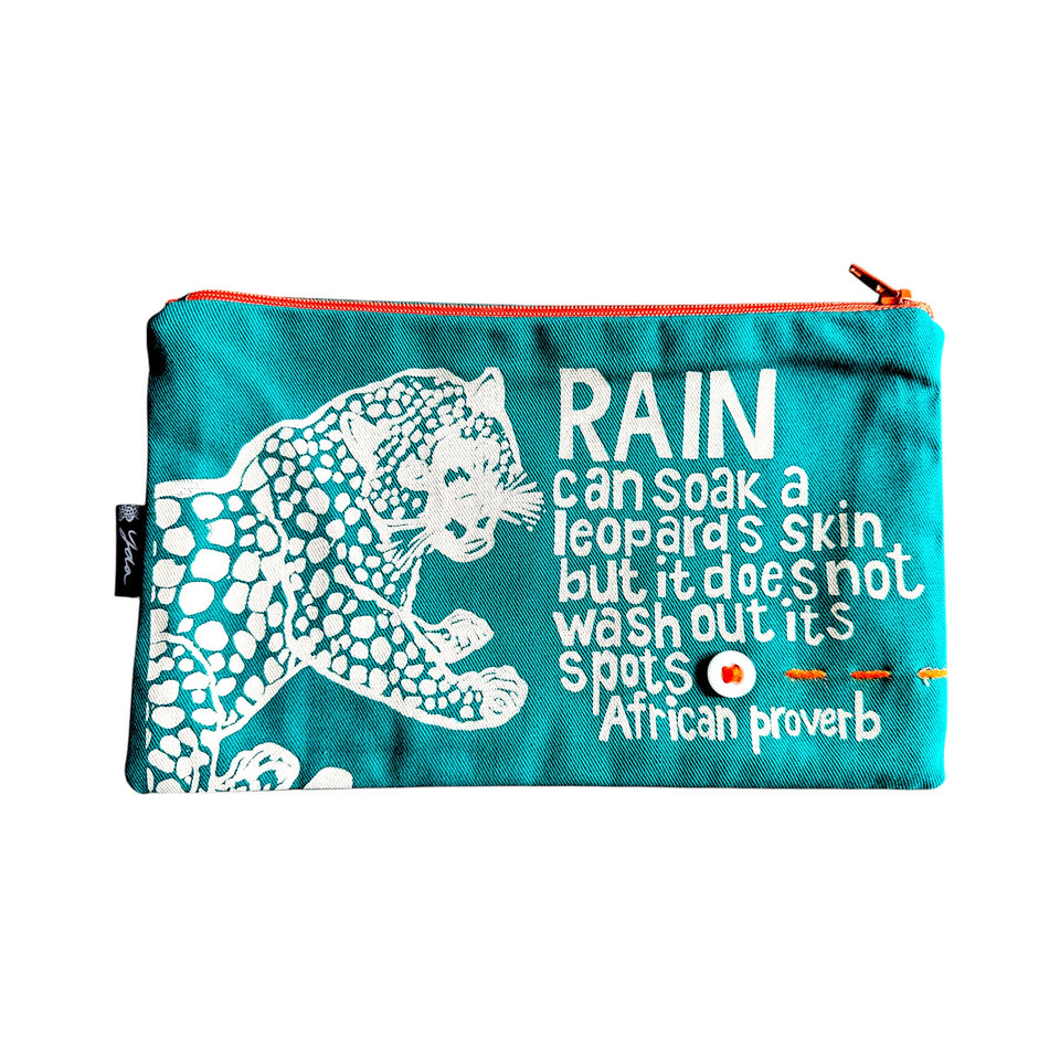 "Rain Can Soak A Leopards Skin" African Proverb Pouch