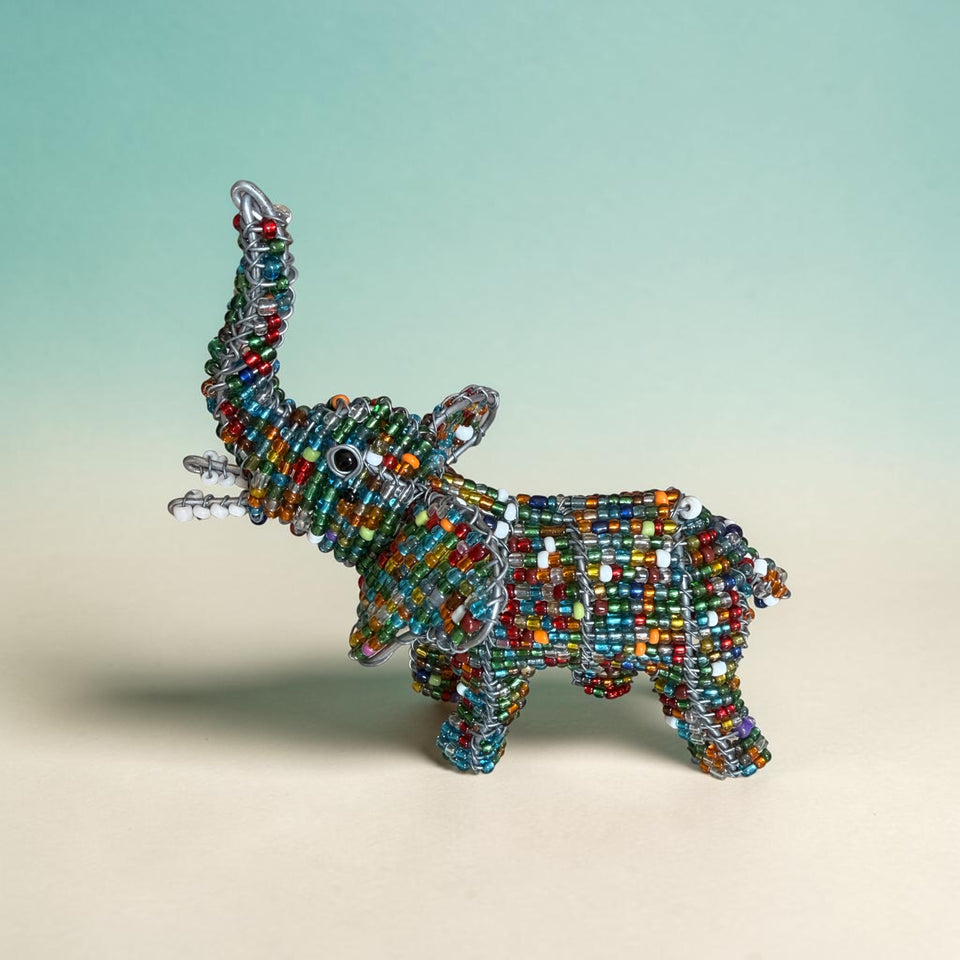 Multicolor Beaded Elephant Ornament
