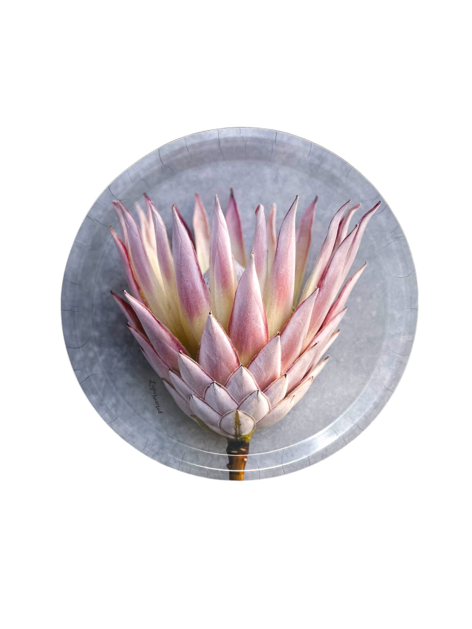 Light Grey King Protea Round Melamine Tray