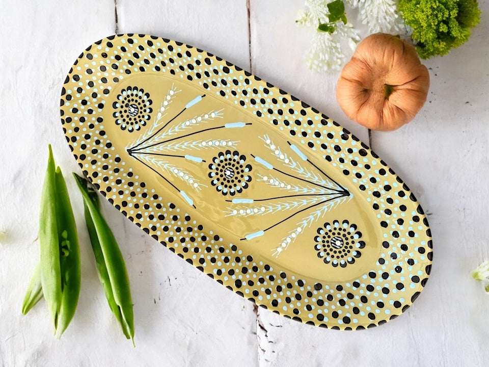 Potters Oval Vegetable Platter Olive Green