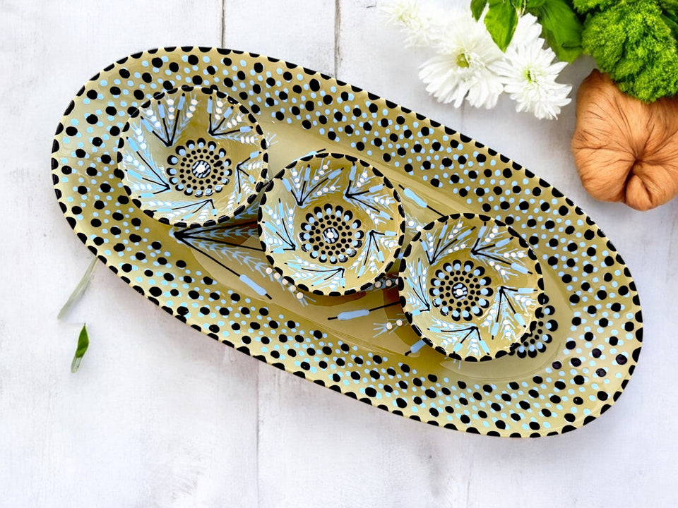 Potters Oval Vegetable Platter Olive Green