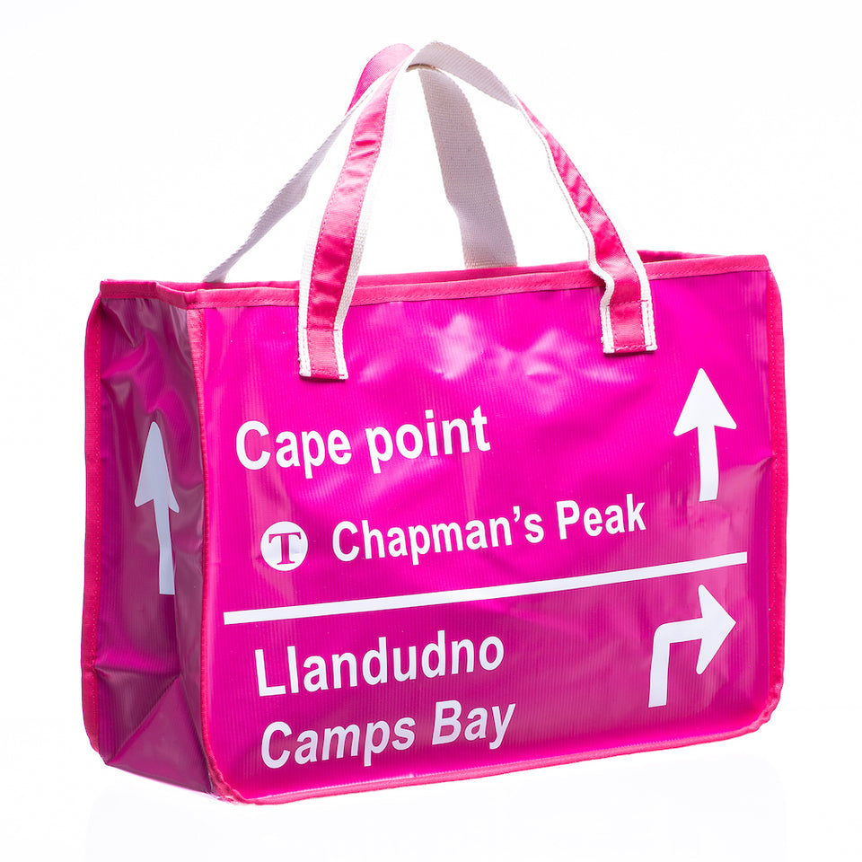 Pink Cape Town Road Sign PVC Large Shopper Bag