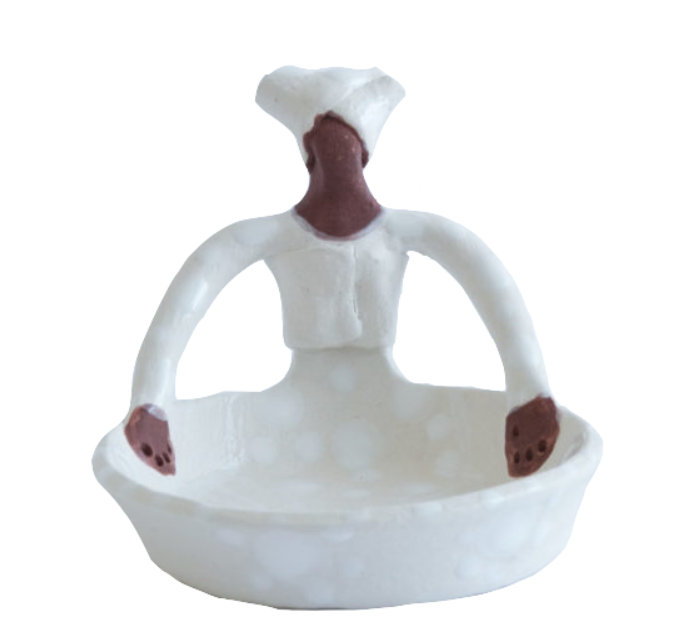 Ceramic 1 Lady Ubuntu Bowl White on White