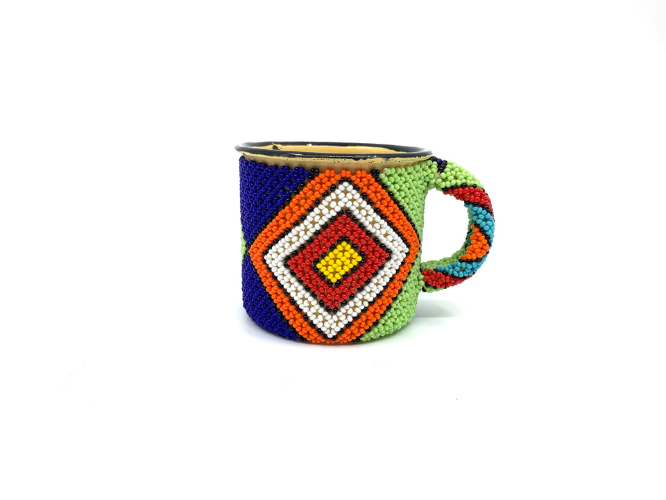 Beaded Mini African Enamel Coffee Mugs