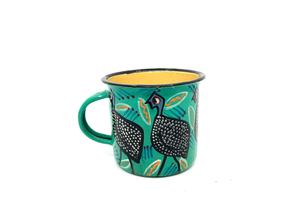 Hand Painted Large Enamel African Coffee Mugs