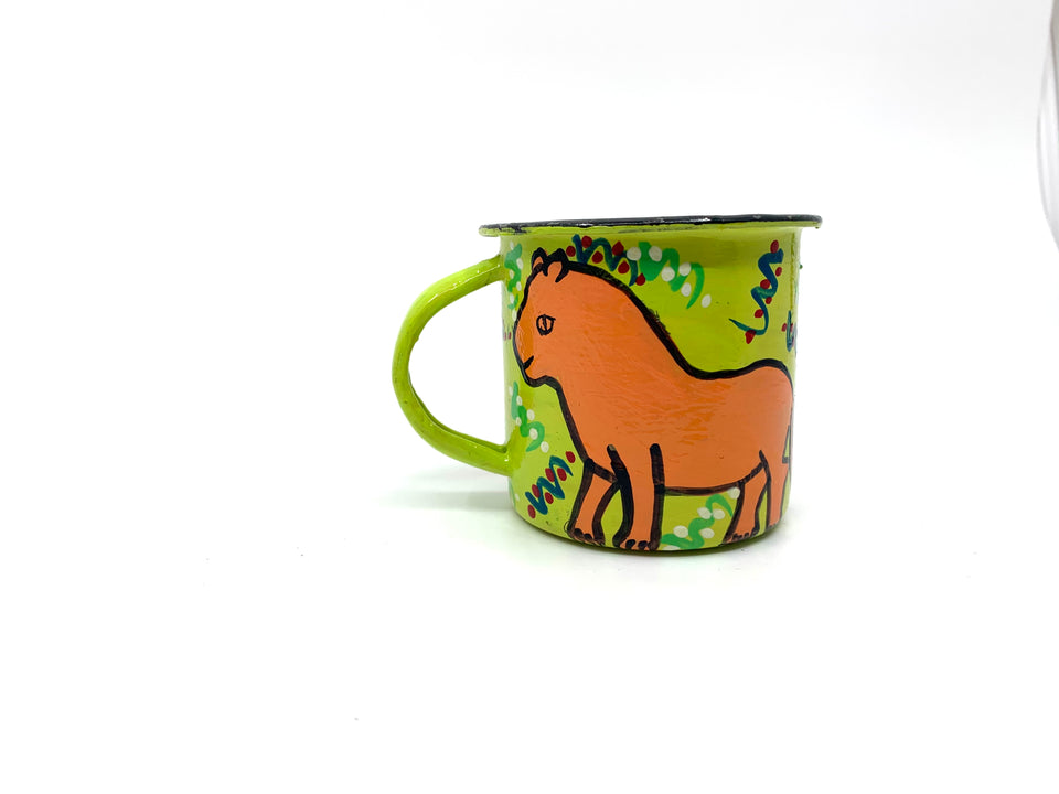 Hand Painted Small Enamel African Animal Coffee Mugs