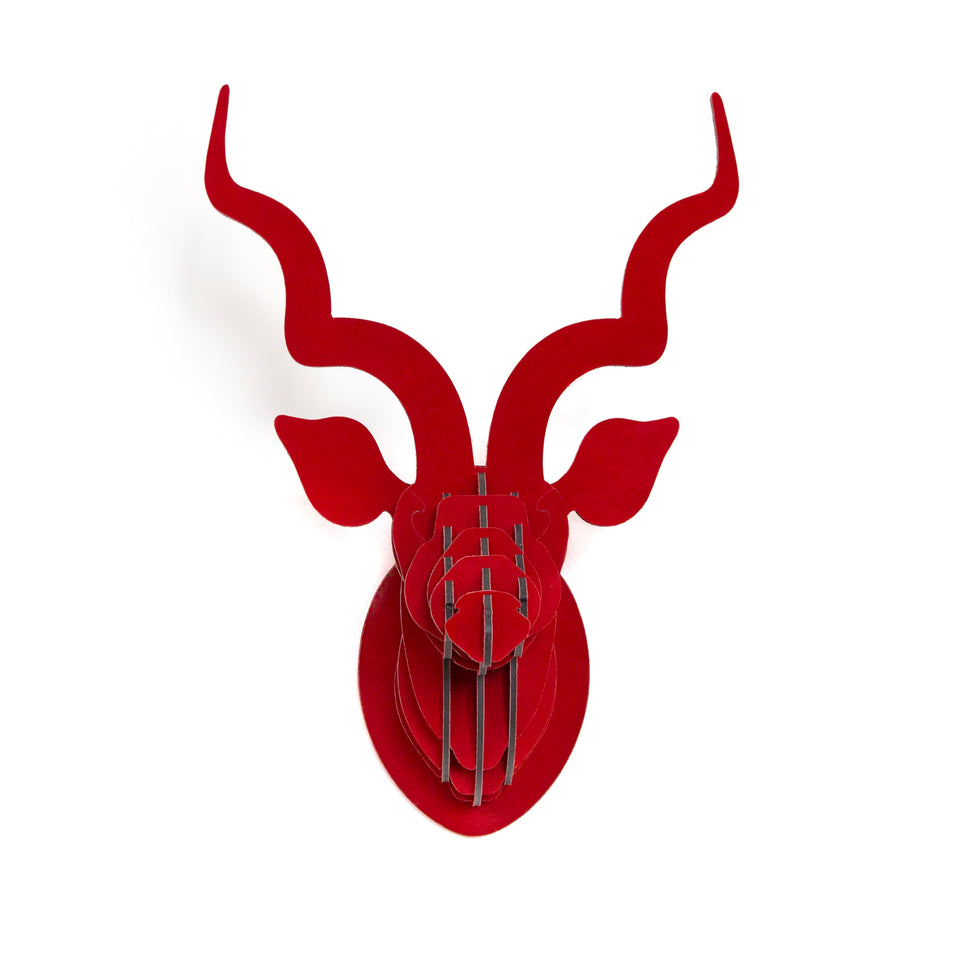 Kudu Trophy Head in Red Suede