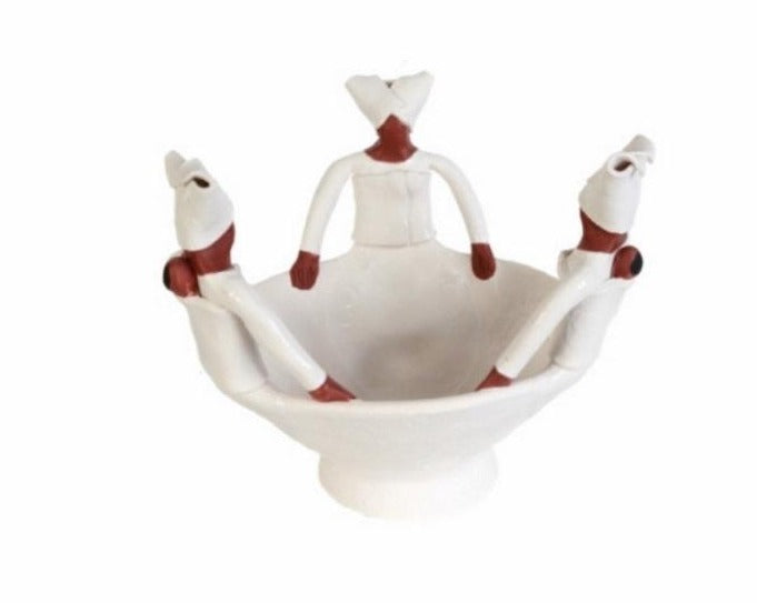Ceramic 3 Lady Ubuntu Bowl White on White