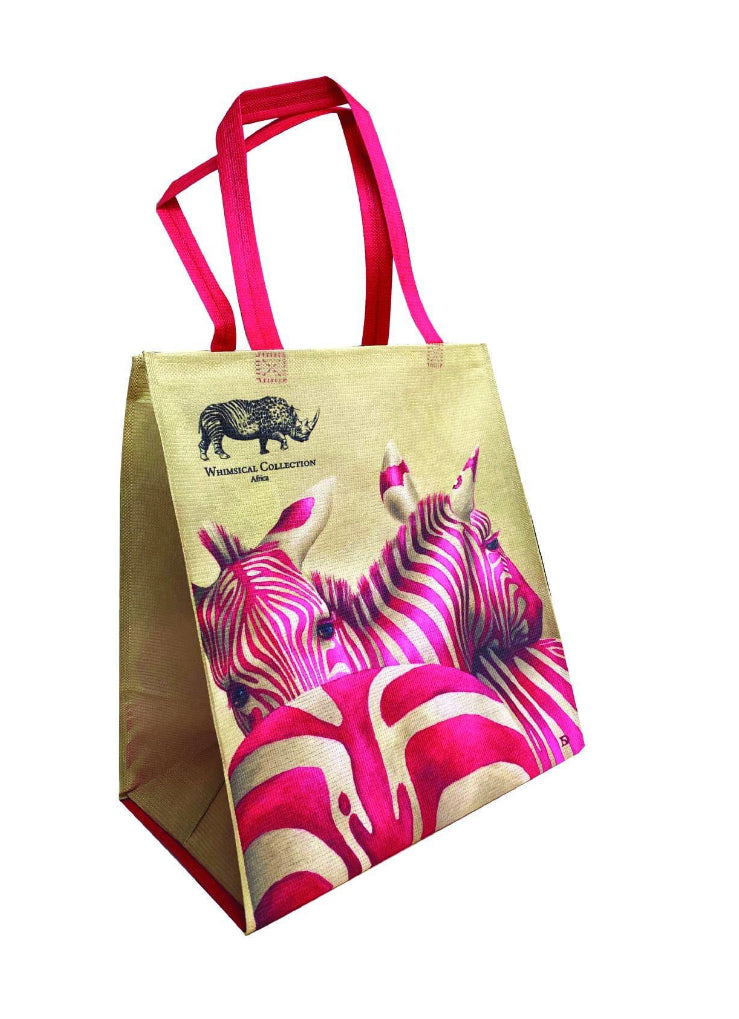 Pink Zebra Recycled Plastic Shopper Bag