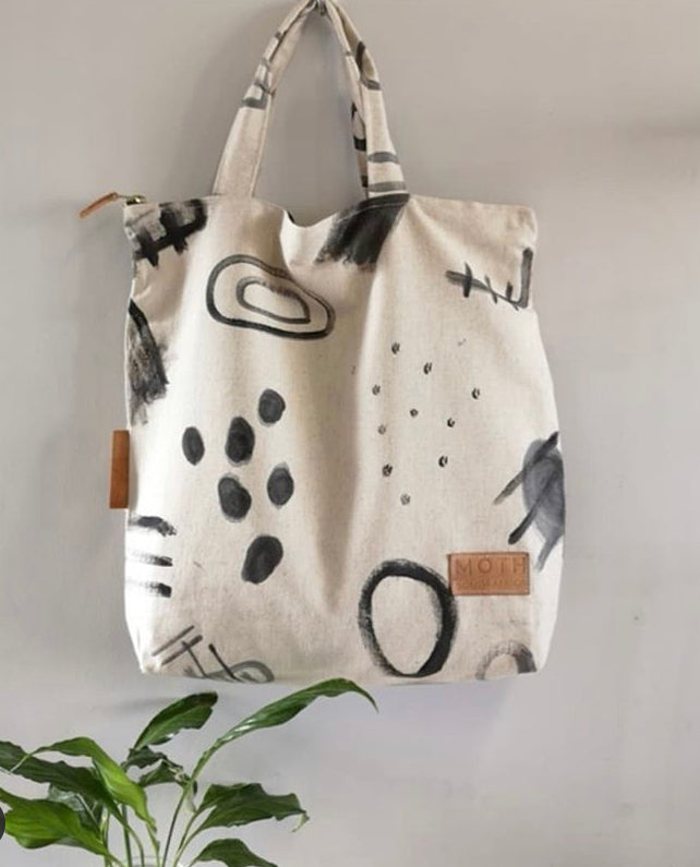 Hand Painted Linen Tote Bag