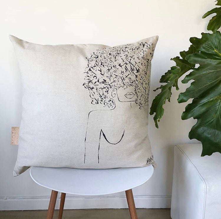 Moth Hand Painted Linen Pillow Covers