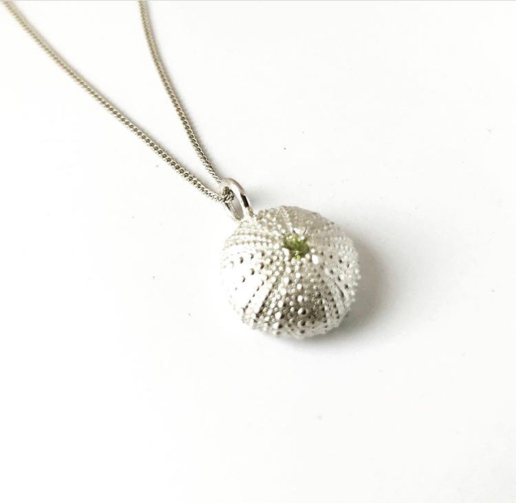 Sterling Silver Sea Urchin Gem Stone Necklace