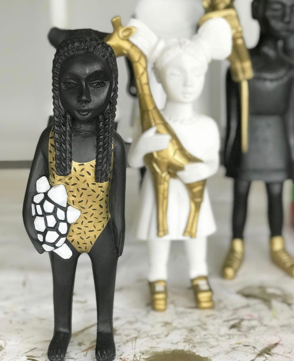 Black Turtle Anna African Clonette Doll Figurine