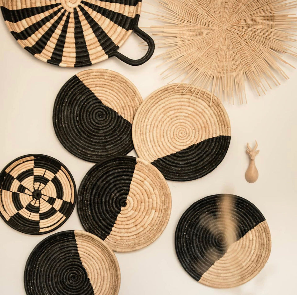 Black & Natural Handwoven Wall Plates