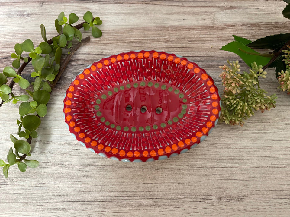Potters Soap Dish Red