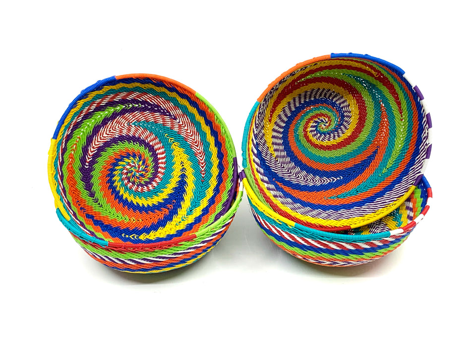 Zulu Recycled Handmade Multicolored African Wire Bowls