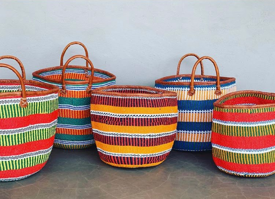 Large Recycled Kenyan Kionda Basket With Handles