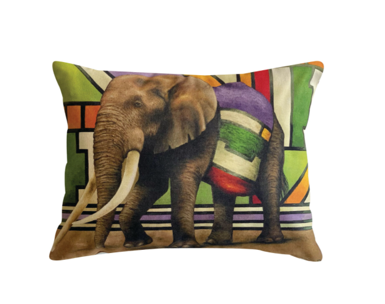 Wildlife Ndebele Decorative Pillow Cover - Elephant
