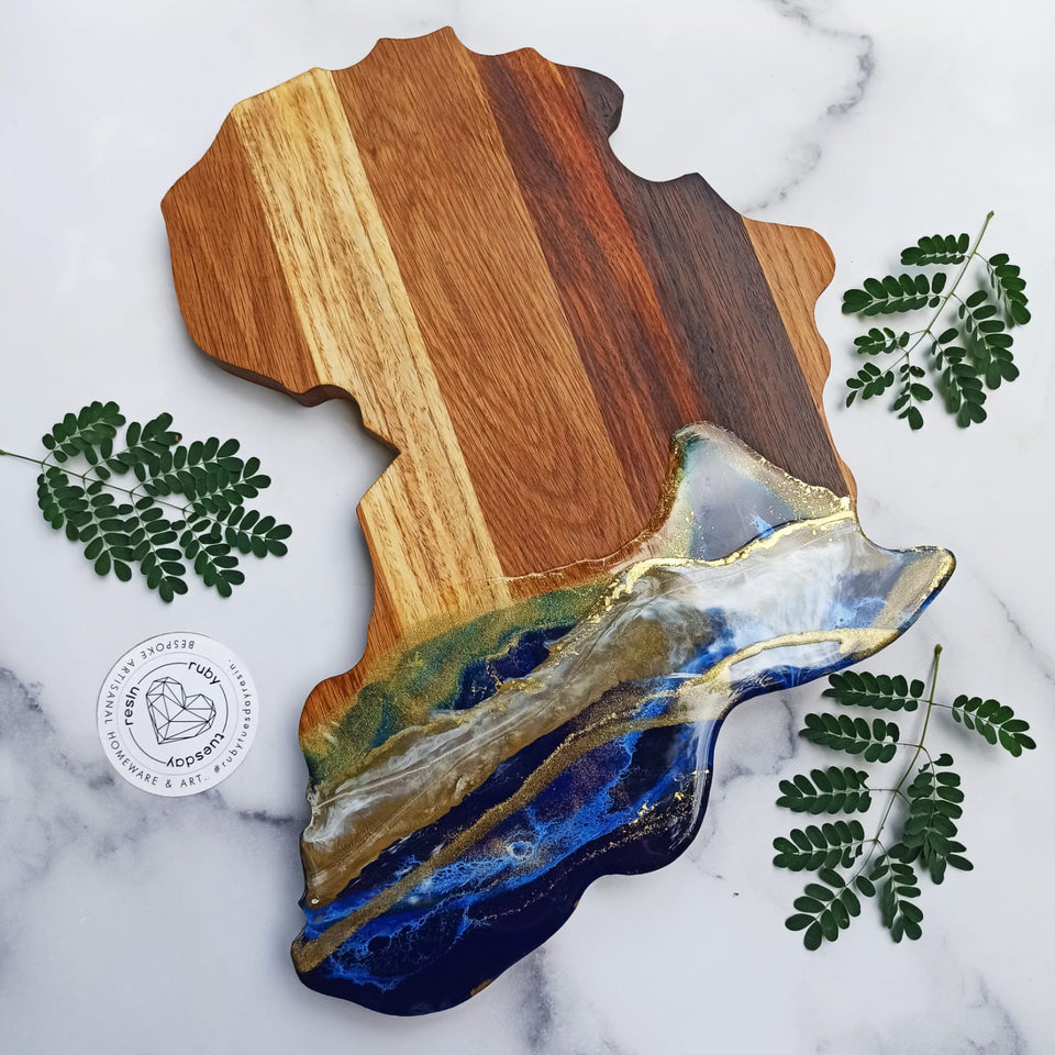 Ruby Tuesday Resin Kiaat Africa Golden Blue Africa Serving Board