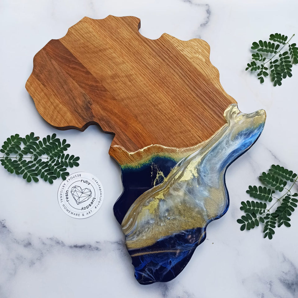 Ruby Tuesday Resin Kiaat Africa Golden Blue Africa Serving Board