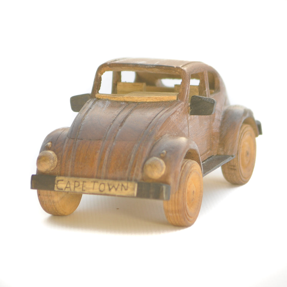 Wooden Volkswagen Beetle Toy w/ Cape Town License Plate