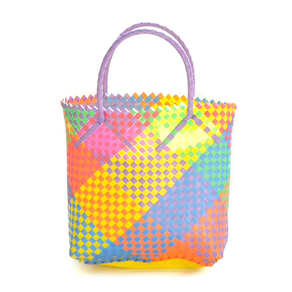 Multicolored Woven Plastic Shopper Bag