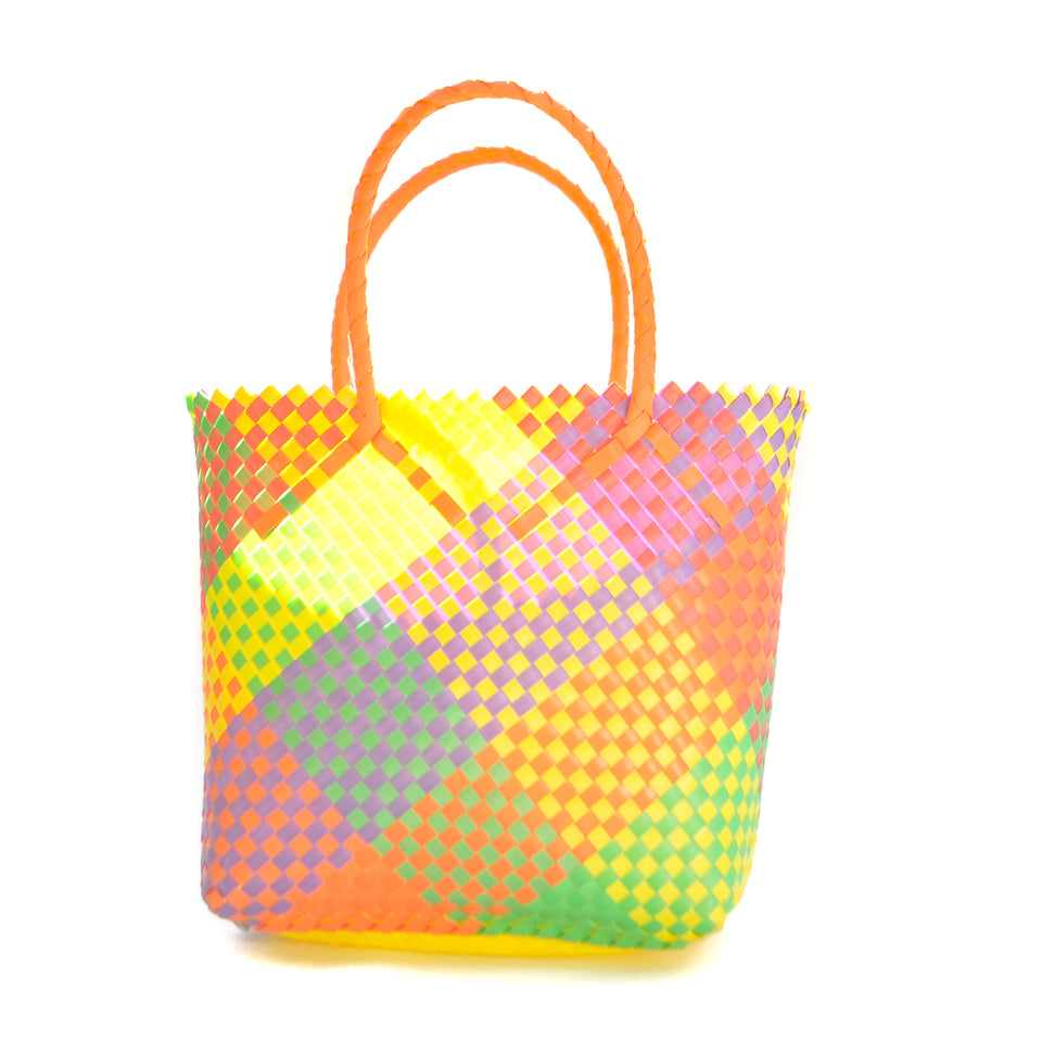 Multicolored Woven Plastic Shopper Bag