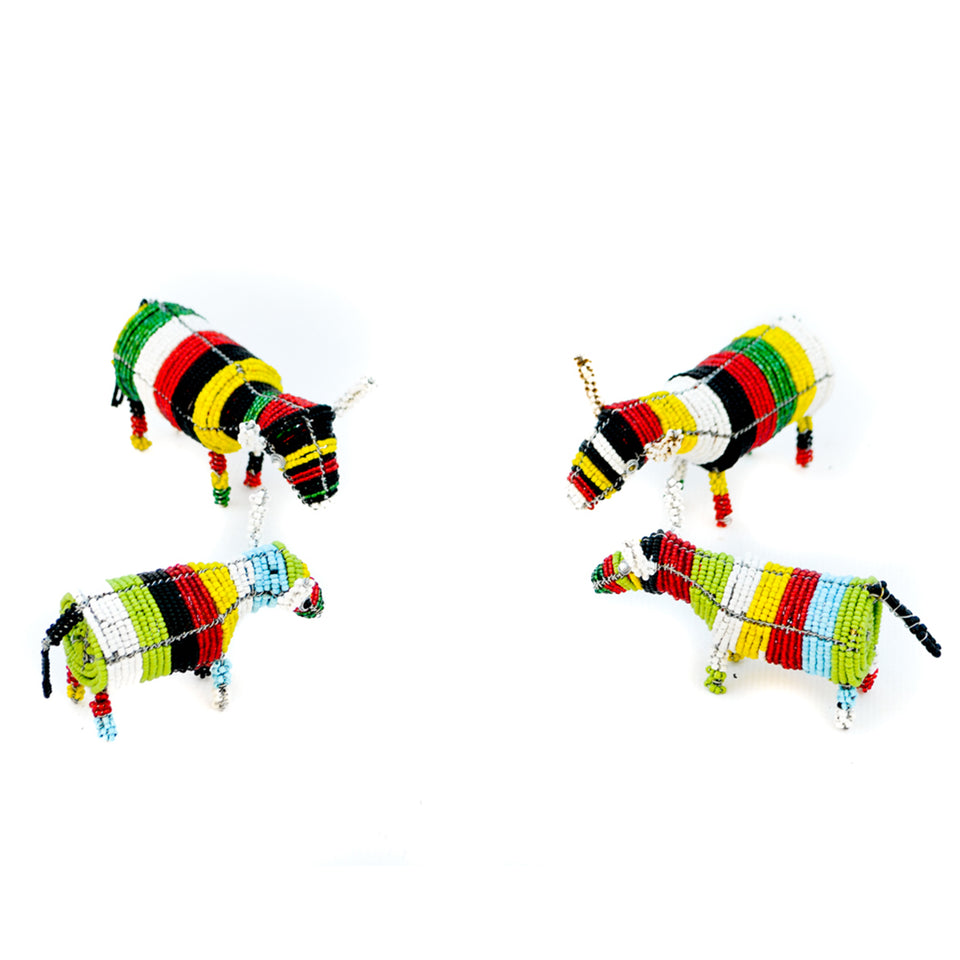 Multicolored African Beaded Nguni Cow