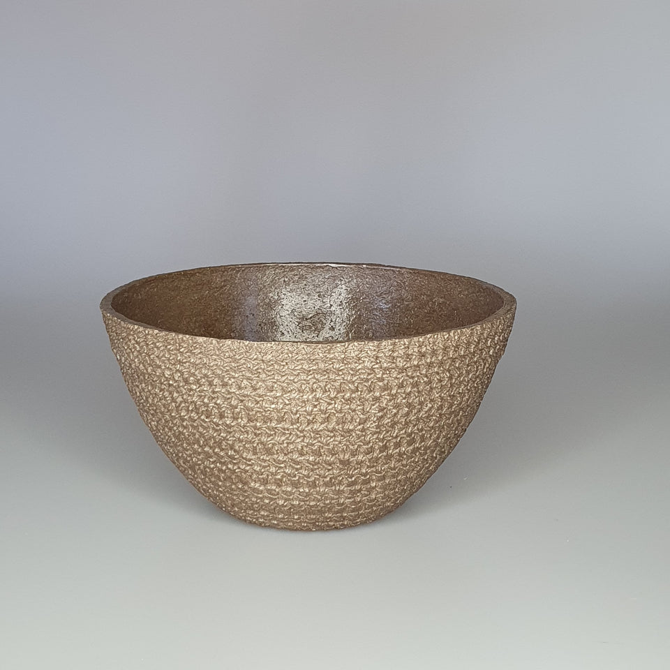 Brown Textured Natural Fiber Decorative Bowl