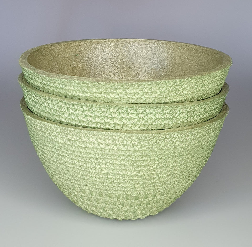 Sage Green Textured Natural Fiber Decorative Bowl