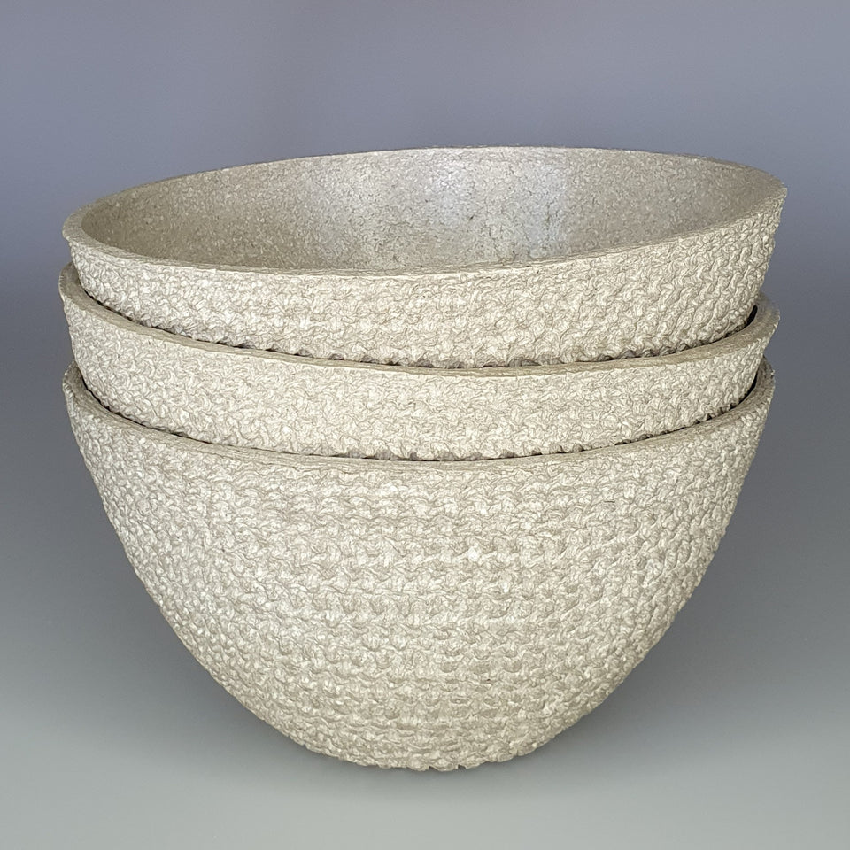Off White Textured Natural Fiber Decorative Bowl
