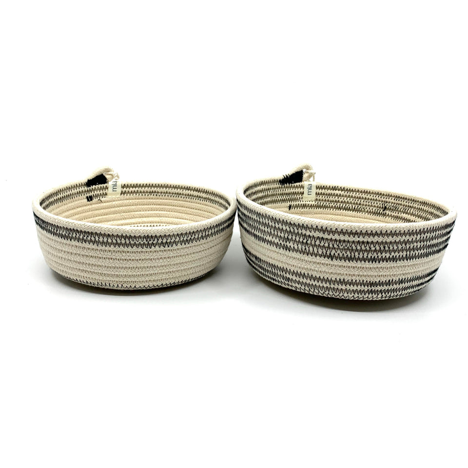 Black Stitch Rope Small Table Baskets