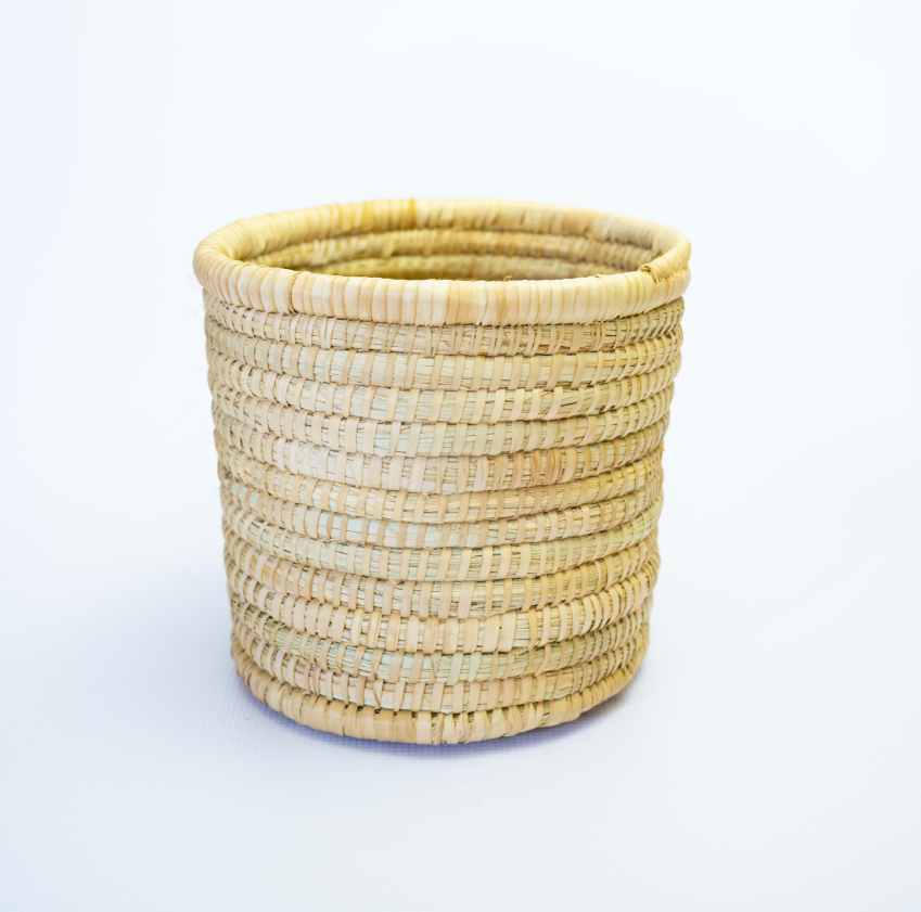 Handwoven Rattan Teal & Natural Baskets