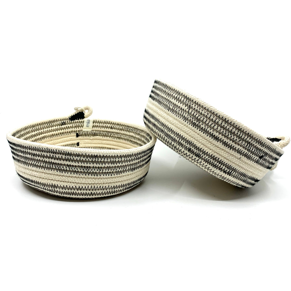 Black Stitch Rope Small Table Baskets
