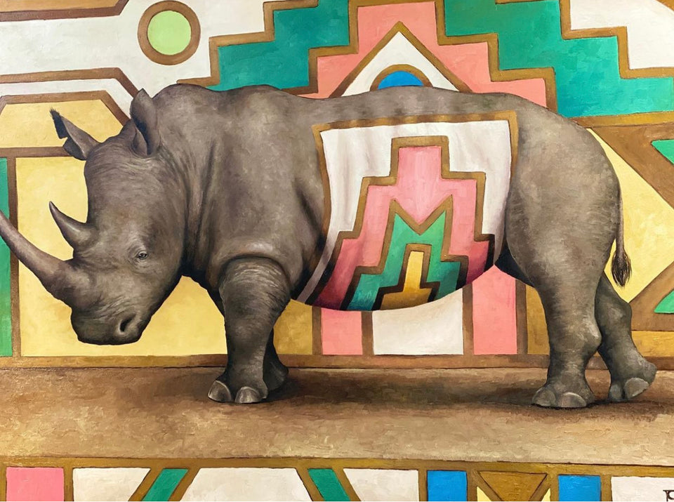 Ndebele Rhino Canvas Print