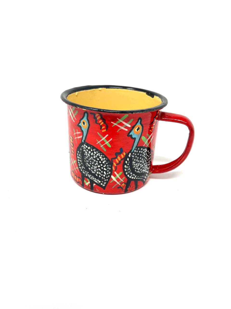 Hand Painted Large Enamel African Coffee Mugs