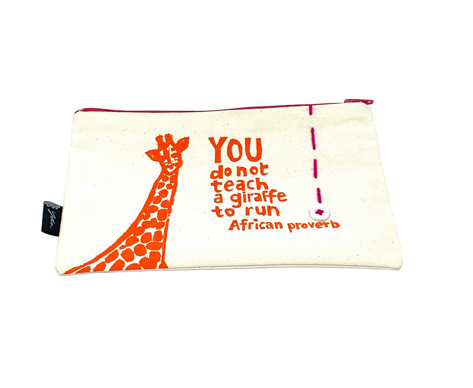 "You Do Not Teach A Giraffe To Run" African Proverb Pouch