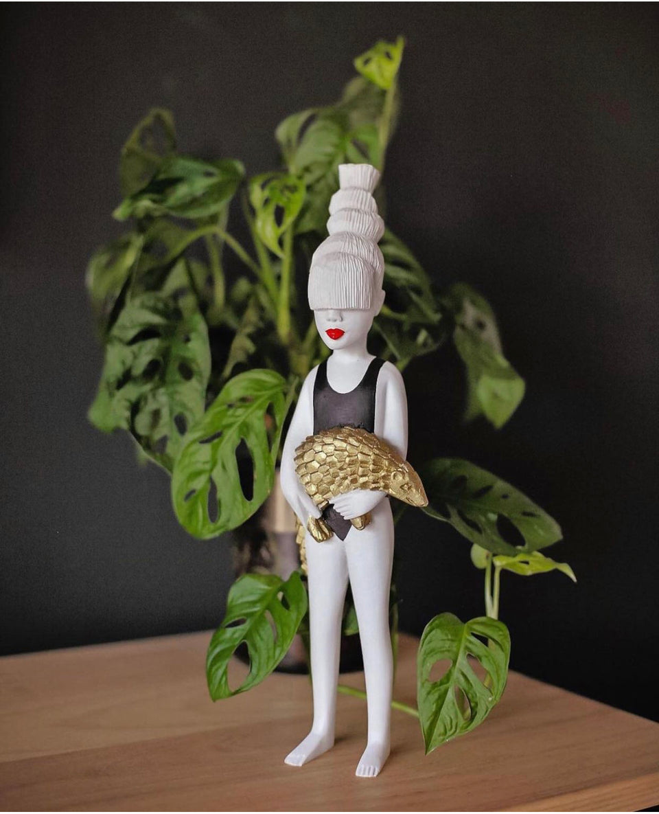Pangolin Girl African Clonette Doll Figurine